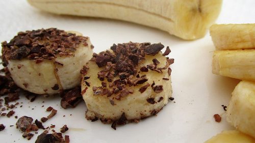 Banana with cacao nibs